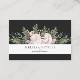 エレガントスタイリッシュ絵を描Boho花 |黒 名刺