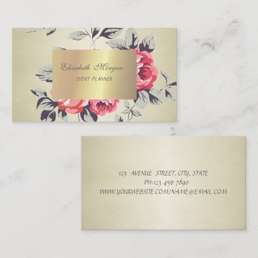 エレガントスタイリッシュ花 名刺 (正面/裏面)