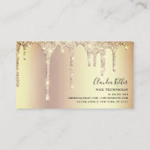 エレガントスタイリッシュ金ゴールドグリッター爪、 ネイル 名刺 (裏面)