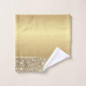 エレガントスタイリッシュ金ゴールドグリッター バスタオルセット (ウォッシュタオル)