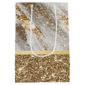 エレガントスタイリッシュ金ゴールドグリッター ミディアムペーパーバッグ (裏面)