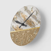 エレガントスタイリッシュ金ゴールドグリッター ラウンド壁時計 (傾斜)