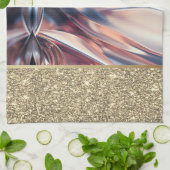 エレガントスタイリッシュ金ゴールドグリッター、抽象芸術 キッチンタオル (折り畳み)