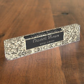 エレガントスタイリッシュ金ゴールドシーケンス,フレーム デスクネームプレート (側面)