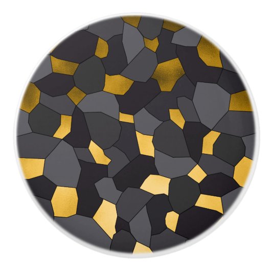 エレガントスタイリッシュ金ゴールド灰色と黒モザイク セラミックノブ (正面)