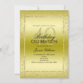 エレガントスタイリッシュ金ゴールド紙吹雪40歳 招待状 (正面)