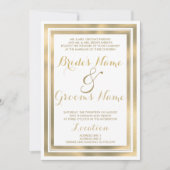エレガントスタイリッシュ金ゴールド結婚枠 招待状 (正面)