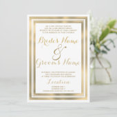 エレガントスタイリッシュ金ゴールド結婚枠 招待状 (スタンド正面)