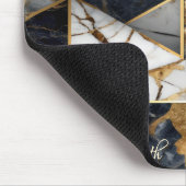 エレガントスタイリッシュ金ゴールド黒大理石幾何学模様 マウスパッド (コーナー)
