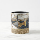 エレガントスタイリッシュ金ゴールド黒幾何大理石 マグカップ (中央)