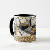 エレガントスタイリッシュ金ゴールド黒幾何大理石 マグカップ (正面左)