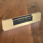 エレガントスタイリッシュ金ゴールド デスクネームプレート (側面)