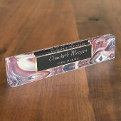 エレガントスタイリッシュ金ゴールド・フレーム、抽象芸術 デスクネームプレート (側面)