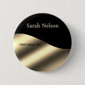 エレガントスタイリッシュ金ゴールド 缶バッジ (正面)