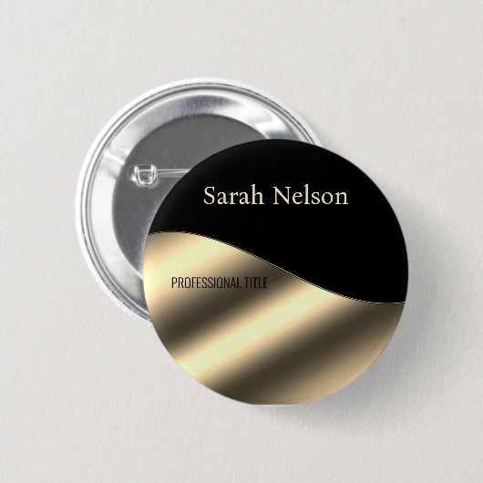 エレガントスタイリッシュ金ゴールド 缶バッジ (正面&裏面)