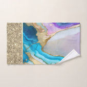 エレガントスタイリッシュ金ゴールド、青、バイオレット大理石 バスタオルセット (ハンドタオル)