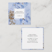 エレガントスタイリッシュ青大理石金ゴールドプロフェッショナル スクエア名刺 (正面/裏面)