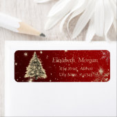 エレガントスタイリッシュ，クリスマスツリー，星，雪 ラベル (インサイチュ)