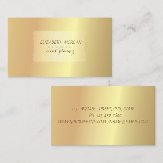 エレガントスタイリッシュ，シック，プロフェッショナル金ゴールド 名刺 (正面/裏面)
