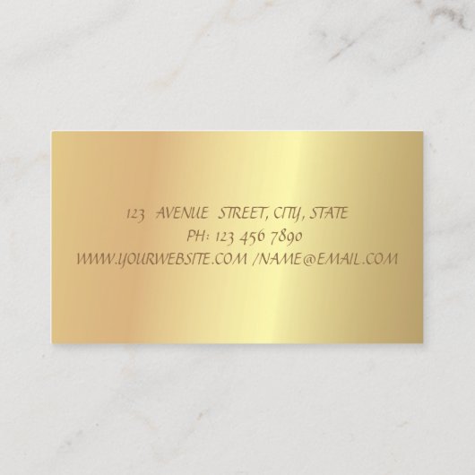 エレガントスタイリッシュ，シック，プロフェッショナル金ゴールド 名刺 (裏面)