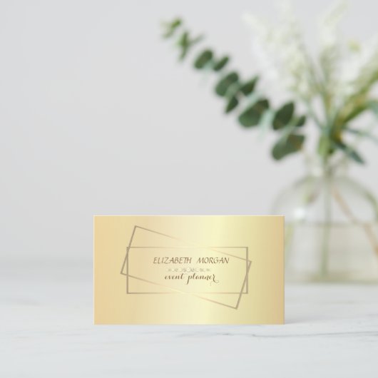 エレガントスタイリッシュ,シック,プロフェッショナル金ゴールド 名刺 (スタンド正面)
