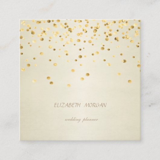 エレガントスタイリッシュ シンプル フェイクゴールドコンフェッティ スクエア名刺 (正面)