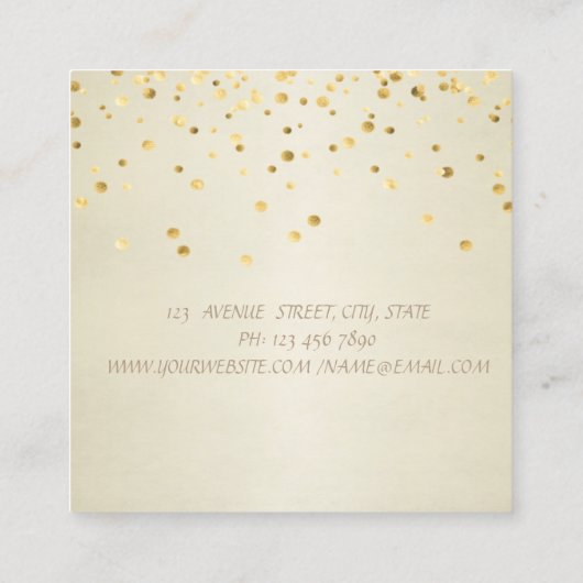 エレガントスタイリッシュ シンプル フェイクゴールドコンフェッティ スクエア名刺 (裏面)