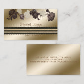 エレガントスタイリッシュ,ストライプ花 名刺 (正面/裏面)