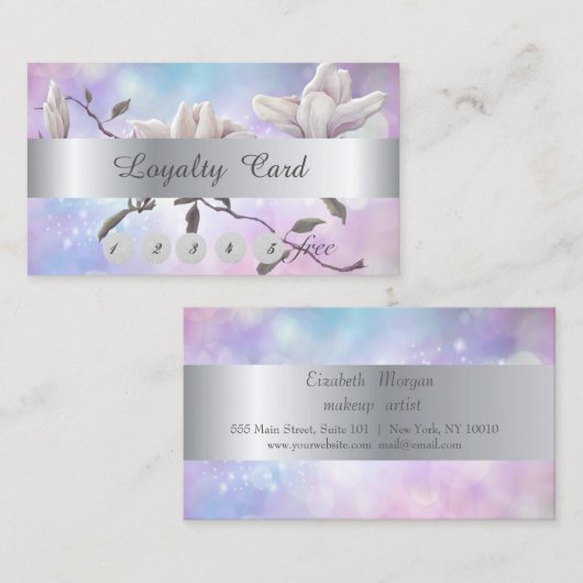 エレガントスタイリッシュ《写真》ぼけ味、Magnoliaロイヤリティカード ロイヤリティカード (正面/裏面)