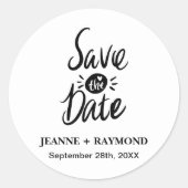 エレガントスタイリッシュCustom Wedding日付の保存 ラウンドシール (正面)