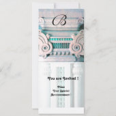 エレガントスタイリッシュDECORアクア、ブルーグリーン、ピンク白 招待状 (裏面)