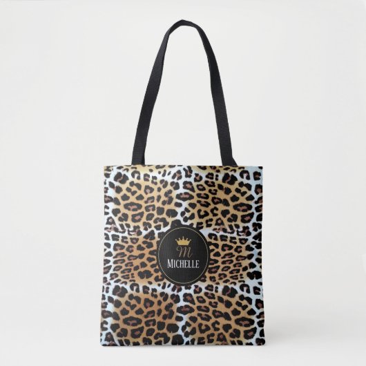 エレガントスタイリッシュLeopard Print Crown パーソナライズされた トートバッグ (正面)