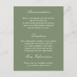 エレガントスタイリッシュSage Greenの結婚詳細カード エンクロージャーカード