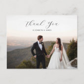 エレガントスタイリッシュScript Photo結婚's Thank You ポストカード (正面)