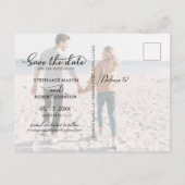 エレガントスタイリッシュScript Photo Wedding日付の保存 案内ポストカード (裏面)