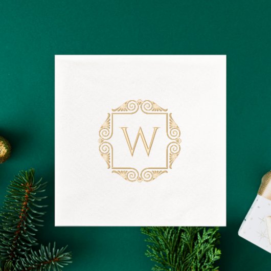 エレガントスタイルアールデコ枠クラシック付きモノグラム 箔ナプキン