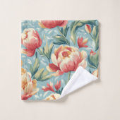 エレガントスタイルビクトリアンフローラペニーズチューリップ バスタオルセット (ウォッシュタオル)