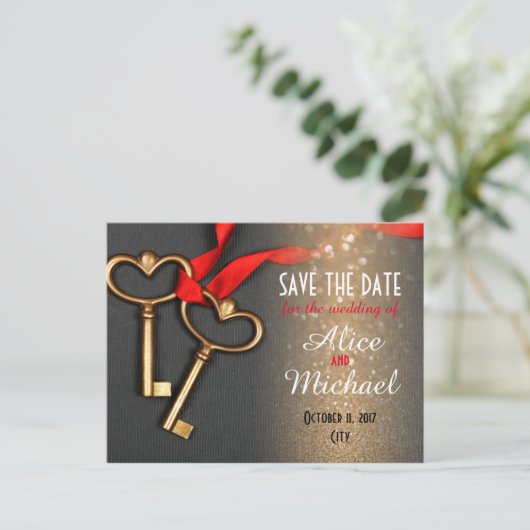 エレガントスタイル結婚式日付を保存 案内ポストカード (スタンド正面)