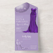 エレガントスティレット&インディゴガウン50誕生日 オールインワン招待状 (内側)