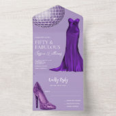 エレガントスティレット&インディゴガウン50誕生日 オールインワン招待状 (内側)