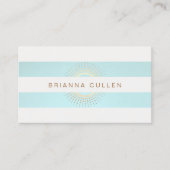 エレガントストライプのターコイズと金ゴールド円 名刺 (正面)