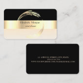 エレガントストライプのモダンスタイリッシュ黒、金ゴールド 名刺 (正面/裏面)