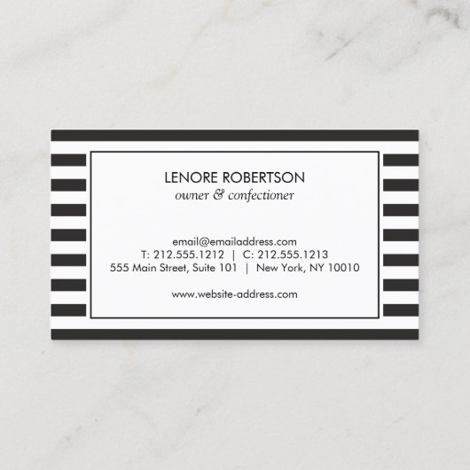エレガントストライプのモダンベーカリー名刺 名刺 (裏面)