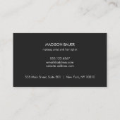 エレガントストライプのモダン黒フェイク銀箔 名刺 (裏面)