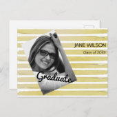 エレガントストライプの光カスタム白金ゴールド箔絵を描 案内ポストカード (正面/裏面)