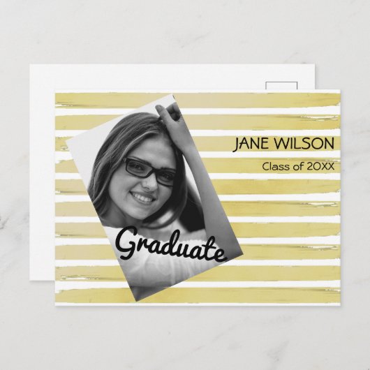 エレガントストライプの光カスタム白金ゴールド箔絵を描 案内ポストカード (正面/裏面)