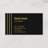 エレガントストライプの金ゴールドとブラックプロフェッショナルスクリプト 名刺 (裏面)