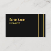 エレガントストライプの金ゴールドとブラックプロフェッショナルスクリプト 名刺 (正面)