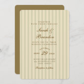 エレガントストライプの | ベージュクラシック結婚ズ 招待状 (正面/裏面)