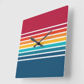 エレガントストライプカラフル スクエア壁時計 (傾斜)